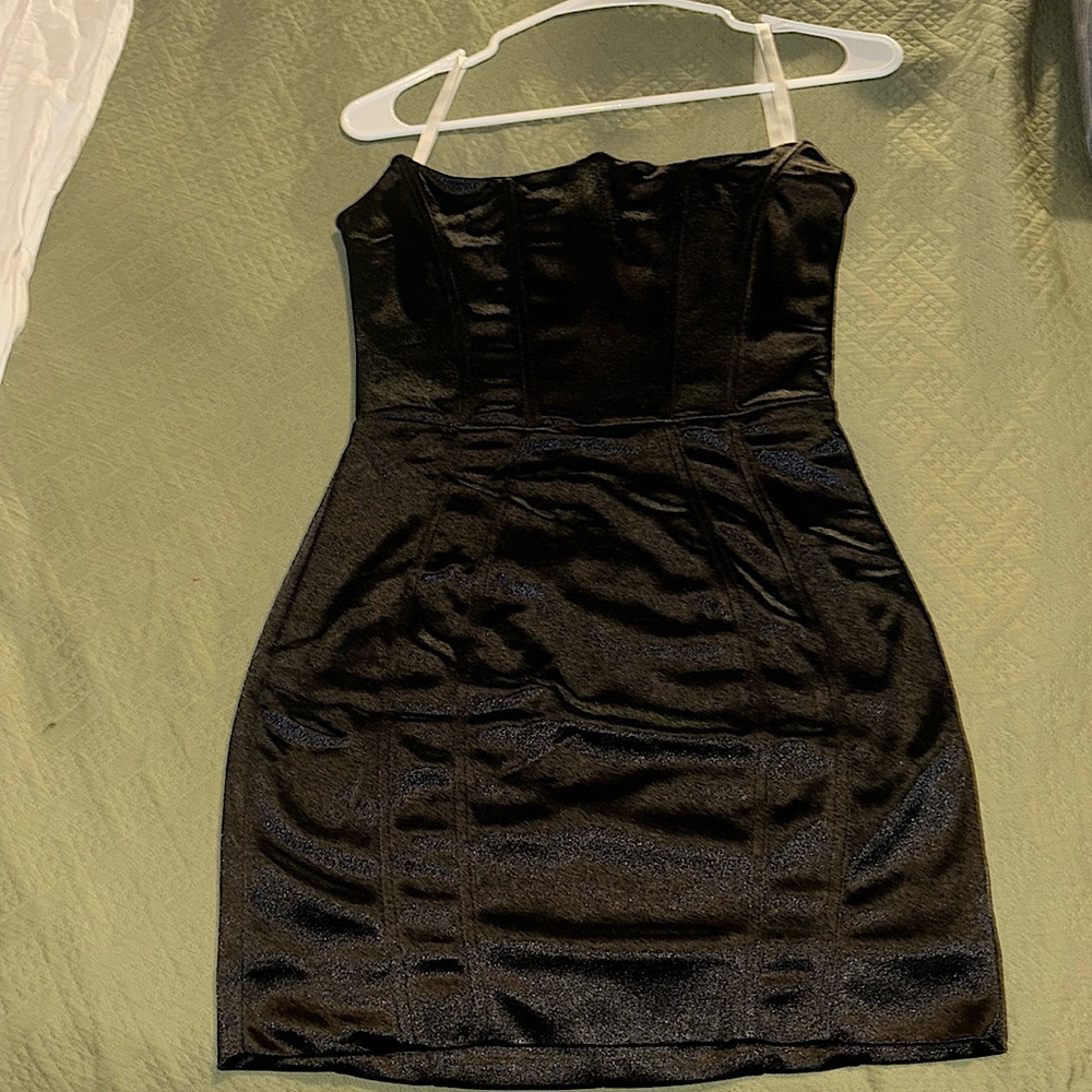 Black velvet strapless corset dress - worn once